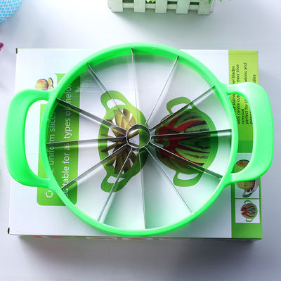 Cortador de verduras de mano de acero inoxidable de bambú Cortador de sandía para melón y melón