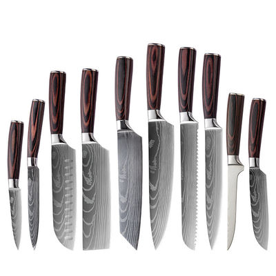 2024 Caliente regalo personalizado cuchillo de bricolaje conjunto con acero inoxidable y mango de madera Pakka