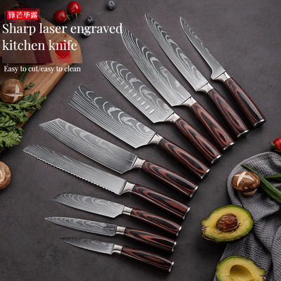 2024 Caliente regalo personalizado cuchillo de bricolaje conjunto con acero inoxidable y mango de madera Pakka