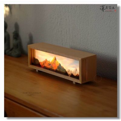 Tamaño personalizado Rizhao Jinshan Moderno Recargable Luz Nocturna Meili Nieve Montaña Escritorio Atmosfera Luz Lienzo Regalo Cultural Qianli