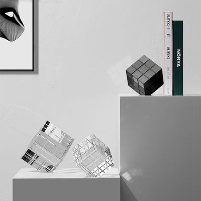 Diseño Art déco en su mejor momento Cubo de Rubik Artesanía de vidrio para decoración del hogar y la oficina