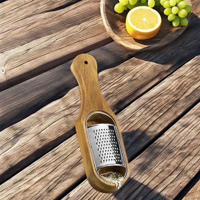Contenedor de madera de acacia de acero inoxidable y rejilla de queso para la preparación rápida de la cocina