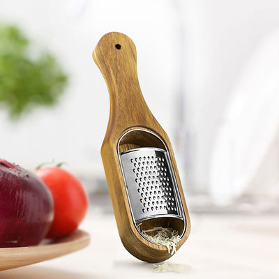 Contenedor de madera de acacia de acero inoxidable y rejilla de queso para la preparación rápida de la cocina