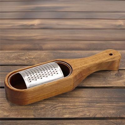 Contenedor de madera de acacia de acero inoxidable y rejilla de queso para la preparación rápida de la cocina