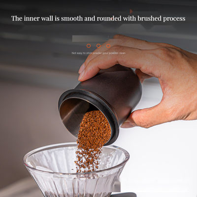 Taza de café de acero inoxidable tallada moderna para dispensar polvo sin manos
