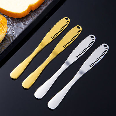 Cuchillo de mantequilla de acero inoxidable de plata con mango largo de titanio, mantequilla de mermelada, espátula de mesa occidental, crema de decoración de cuchillo