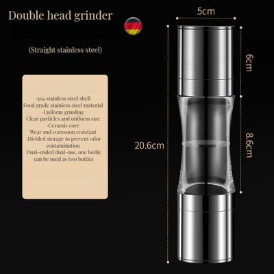 Acero inoxidable Manual Grinder de especias de bambú Función Molino de pimienta Sal para cocina en casa