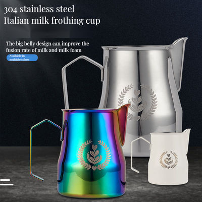 350 ml/500 ml de acero inoxidable Latte Milk Pitcher Jarrón de café con funcionalidad de bambú