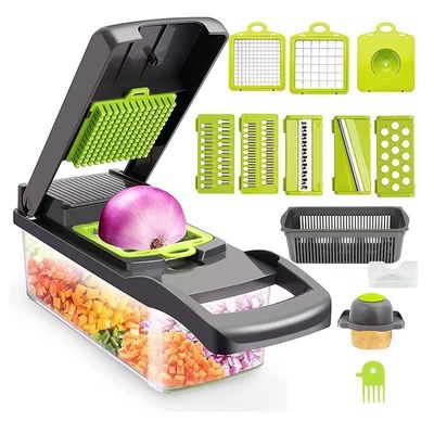 Cortador de vegetales de acero inoxidable multifuncional para cortar y triturar vegetales domésticos