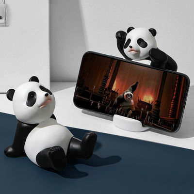 Diseño estilo Art Deco Bamboo Resin Stand para teléfonos y tabletas con un diseño de panda