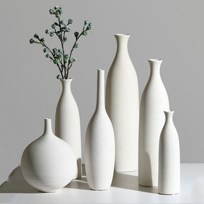 Vaso de cerámica blanca moderno y elegante para decoración de salón y arreglos de flores frescas
