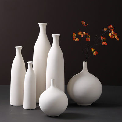 Vaso de cerámica blanca moderno y elegante para decoración de salón y arreglos de flores frescas