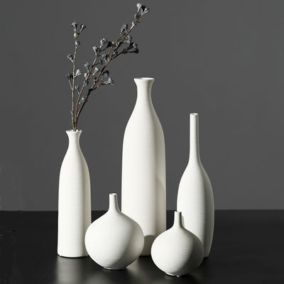 Vaso de cerámica blanca moderno y elegante para decoración de salón y arreglos de flores frescas
