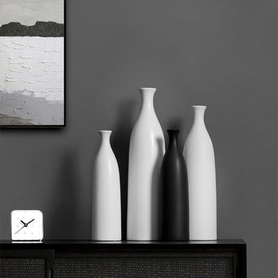Vaso de mesa para decoración de sala de estar de cerámica en blanco y negro de tamaño medio
