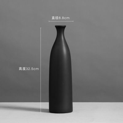 Vaso de mesa para decoración de sala de estar de cerámica en blanco y negro de tamaño medio