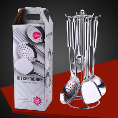 Conjunto completo Herramienta de cocina de cocina de metal inoxidable cubiertos de oro Negro