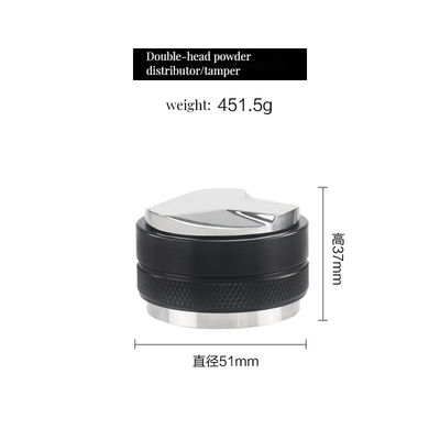 Conjunto de manipulador de granos de café de acero inoxidable 51 mm Herramienta de nivelación para el hogar / café con doble cabeza
