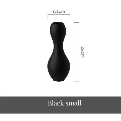 Vaso de cerámica blanco y negro de estilo minimalista moderno, glaseado pigmentado, flor decorativa