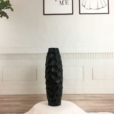 Vasa de flores de cerámica de piedra de 16 pulgadas de altura en blanco gris mate para maceta de mesa