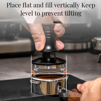 Acero inoxidable con base ondulada de escala de café, manipulador de madera sólida, mango ajustable de profundidad 51/53/58 mm para baristas