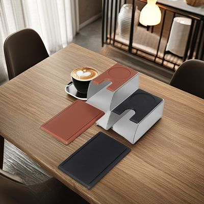 Barista profesional duradero con estación de acero inoxidable negro y madera sólida