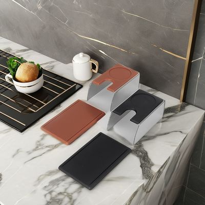 bandeja de la cafetería Barista Espresso soporte de manipulación con base de plástico y acero inoxidable negro