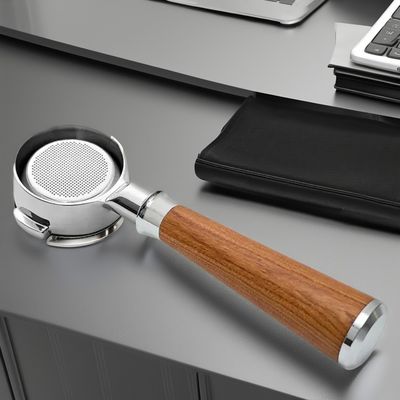 Fisterra de café de acero inoxidable de 58 mm y portafiltro de madera sólida para expreso a mano