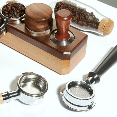 Kit portátil de cafetera de 58 mm con embudo de acero inoxidable y portafiltro de madera sólida