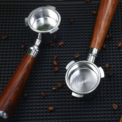 Portafiltro de Espresso de mango cerámico de 51 mm con mango de madera y diseño de acero inoxidable