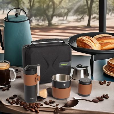 Conjunto de café de acero inoxidable sostenible Con un diseño compacto Grinder de vidrio portátil