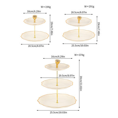 Toque romántico Placa de cerámica de 3 niveles Postres blancos Estand para suministros de la fiesta de Navidad