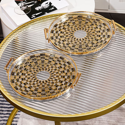 Envases de oro con patrón de incrustación bandeja desechable para café té aperitivos vajilla tipo platos