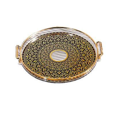 Envases de oro con patrón de incrustación bandeja desechable para café té aperitivos vajilla tipo platos