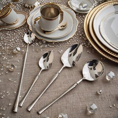 Técnica En vidrio de lujo 24pcs de acero inoxidable Set de plataformas para hotel y boda