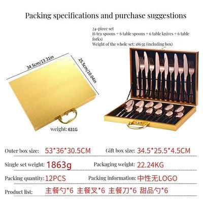 Sostenible de acero inoxidable 24pcs Set de cubiertos para el hogar Hotel Restaurante bodas