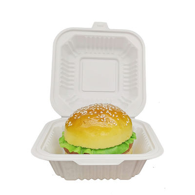 Cajas de comida de plástico cuadrados blancos Contenedores de alimentos apilables para llevar con tapas de seguridad de microondas