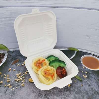 Cajas de comida de plástico cuadrados blancos Contenedores de alimentos apilables para llevar con tapas de seguridad de microondas