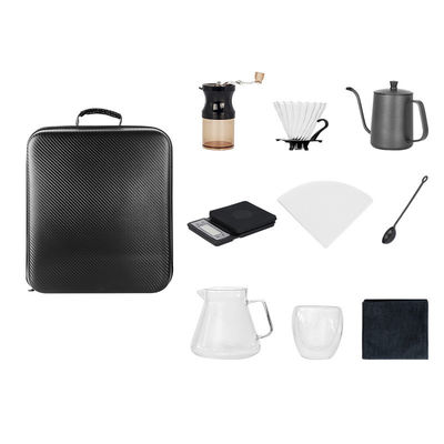 Novedad de diseño negro para viajes al aire libre Conjunto de café con caja de regalo perfecta