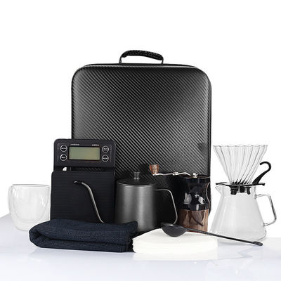 Novedad de diseño negro para viajes al aire libre Conjunto de café con caja de regalo perfecta