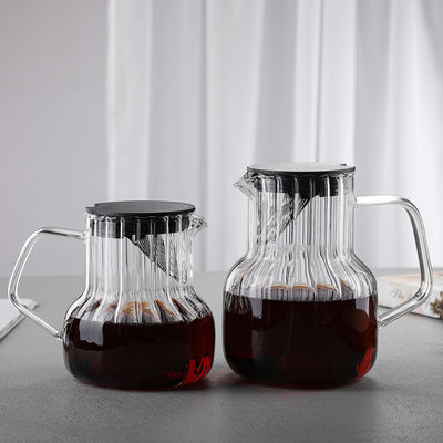 Cisterna de vidrio transparente resistente a altas temperaturas con tapa de madera rayada