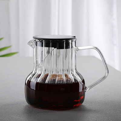 Cisterna de vidrio transparente resistente a altas temperaturas con tapa de madera rayada
