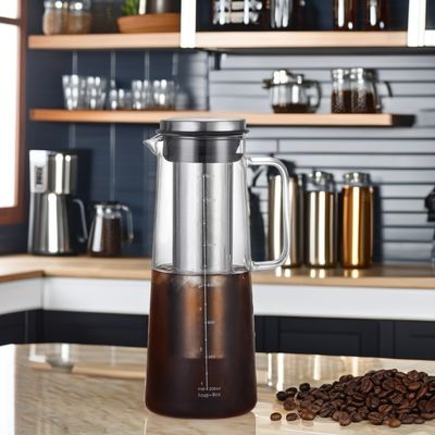 Botella de agua de vidrio de alto borosilicato 1L/1.4L para infusiones portátiles de bebida fría