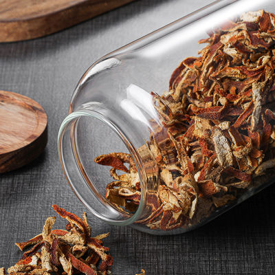 Jar de vidrio con tapa de madera funcional para almacenar condimentos en restaurantes y fiestas