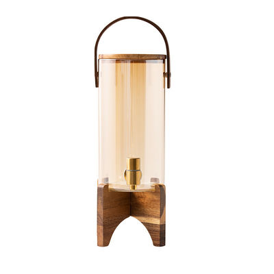 Dispensador de vidrio de lujo de soporte de madera ideal para fiestas de té y café con jugo de limón
