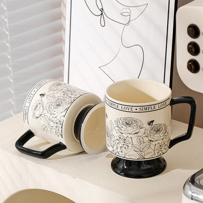 Conjunto de tazas de cerámica de diseño retro con logotipo personalizado Material de porcelana aceptable Ideal