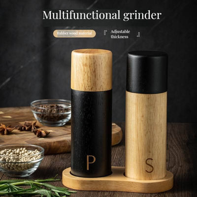 Tamaño personalizado 7 pulgadas de roble de madera de sal y pimienta molino de juego con rectificador de cerámica ajustable