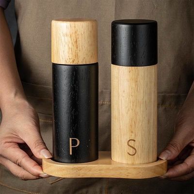 Molino de sal de pimienta 7 pulgadas ajustable núcleo de cerámica manual de roble agitadores de madera con molino