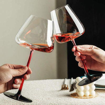 Flotas de fondo concave de rayas verticales de colores VINO VÍNICO con tallo NO Tipo cerámico