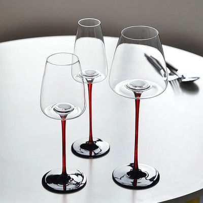 Flotas de fondo concave de rayas verticales de colores VINO VÍNICO con tallo NO Tipo cerámico