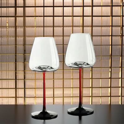 Flotas de fondo concave de rayas verticales de colores VINO VÍNICO con tallo NO Tipo cerámico